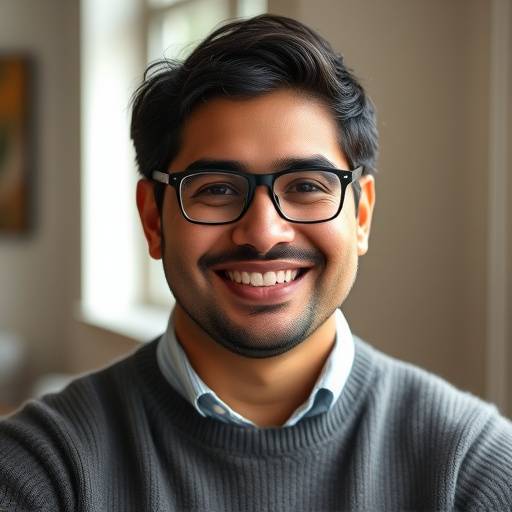 Portrait of Carlos Lopez, the Student Success Manager, a man with dark hair and a warm smile, wearing glasses and a casual sweater.